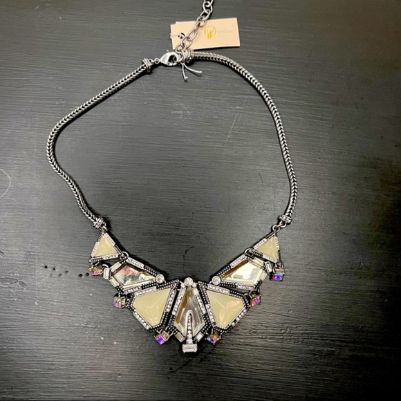 Olivia Welles Jewelry - Olivia Welles Silver-Tone Iridescent Crystal Bib Necklace NWT